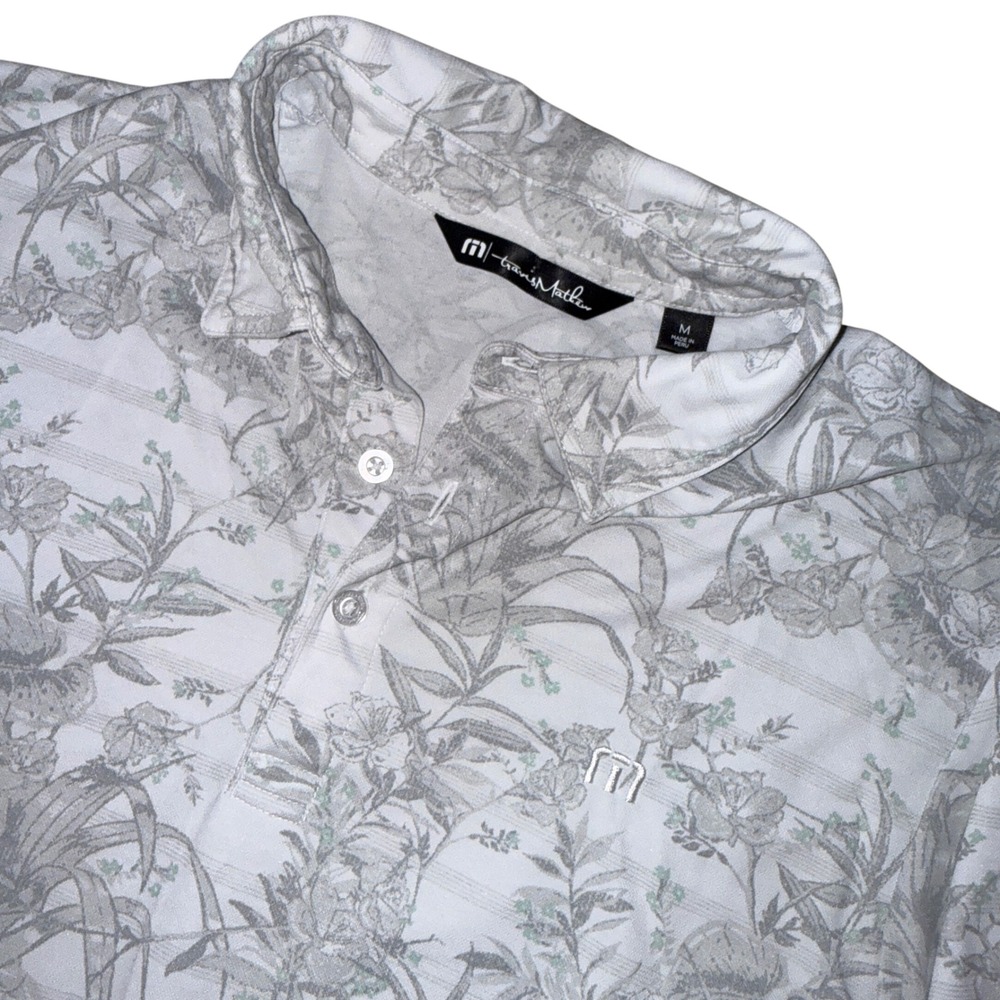 TravisMathew Stay on Target Polo Shirt Medium Floral Tropical Short Sleeve Golf